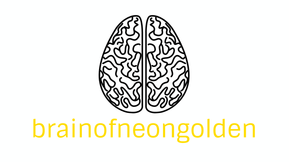 black graphic of brain with brainofneongolden written in yellow below